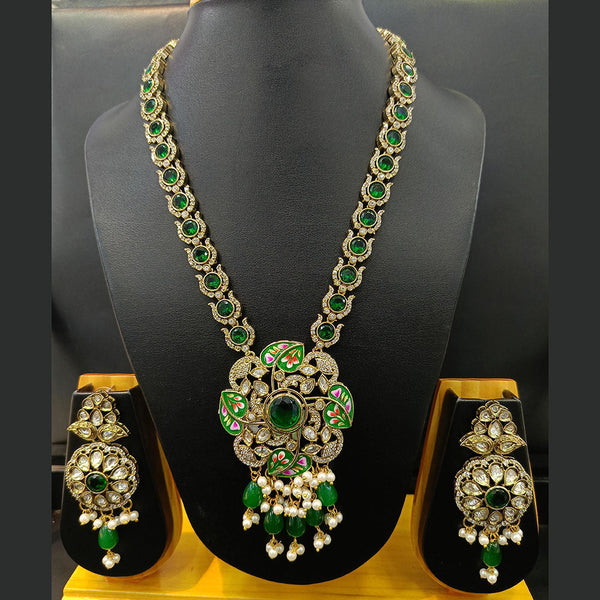 Jain Jewellers Gold Plated Polki Kundan And Meenakari Long Necklace Set