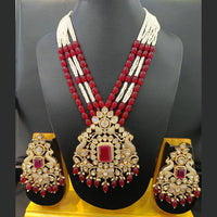 Jain Jewellers Gold Plated Polki Kundan And Pearls Long Necklace Set