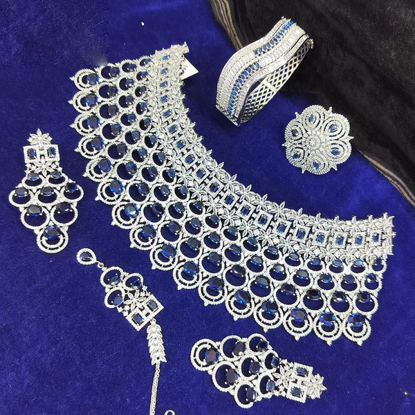 Jain Jewellers Silver Plated AD Stone Combo Set