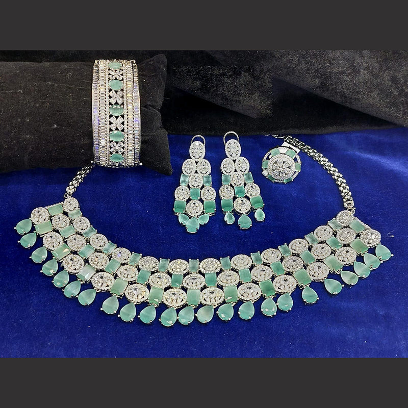 Jain Jewellers Silver Plated AD Stone Combo Set