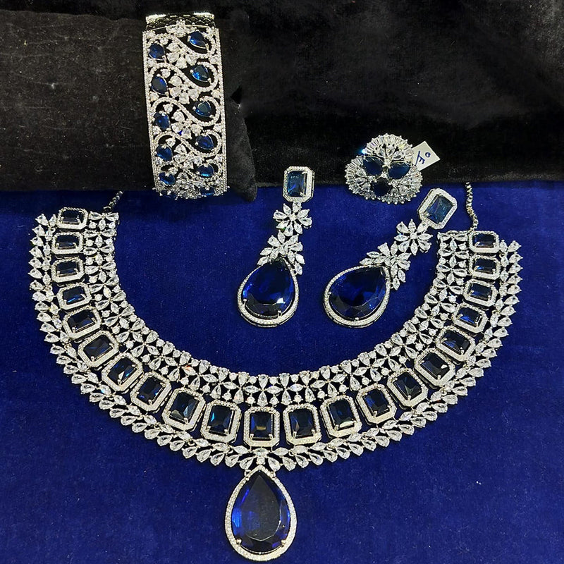 Jain Jewellers Silver Plated AD Stone Combo Set