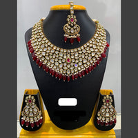 Jain Jewellers Gold Plated Polki Kundan Stone And Pearls Necklace Set