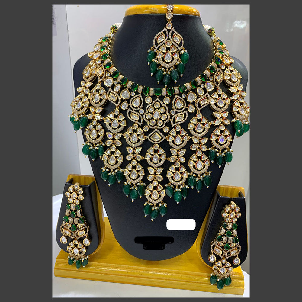 Jain Jewellers Gold Plated Polki Kundan Stone And Pearls Necklace Set