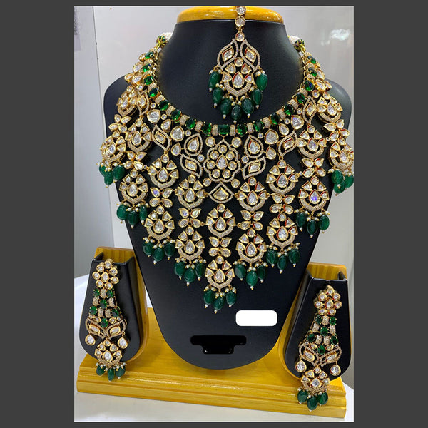 Jain Jewellers Gold Plated Polki Kundan Stone And Pearls Choker Necklace Set