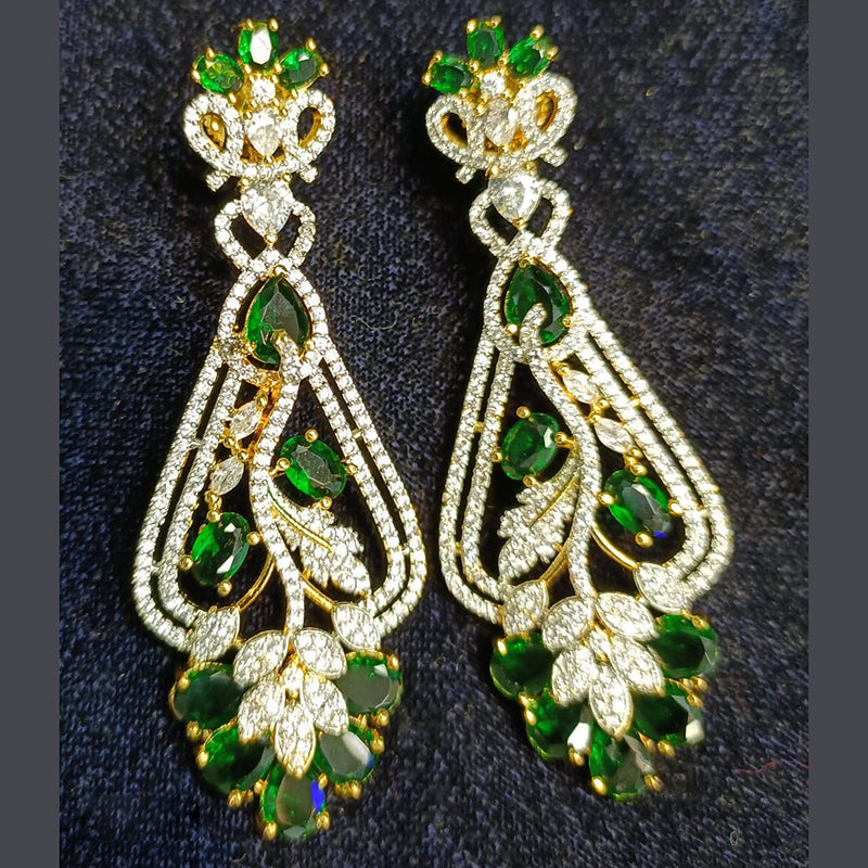 Jain Jewellers Gold Plated Ad Stone Dangler Earrings