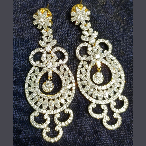 Jain Jewellers Gold Plated Ad Stone Dangler Earrings