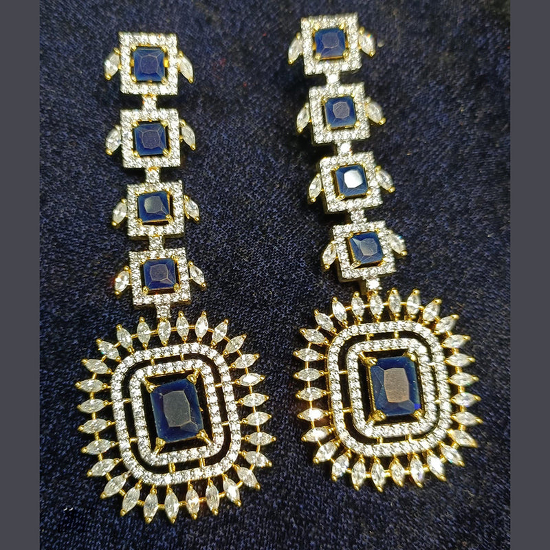 Jain Jewellers Gold Plated Ad Stone Dangler Earrings