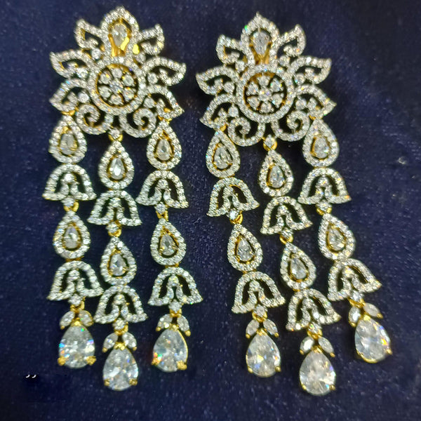 Jain Jewellers Gold Plated Ad Stone Dangler Earrings