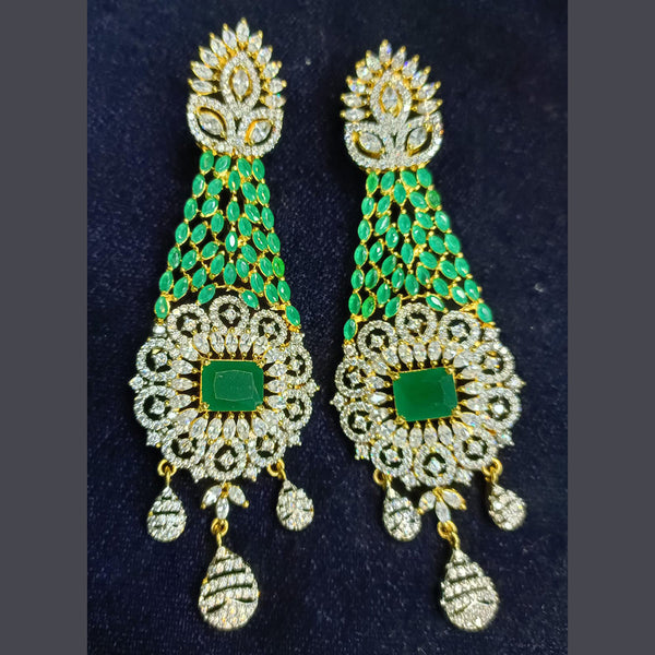 Jain Jewellers Gold Plated Ad Stone Dangler Earrings