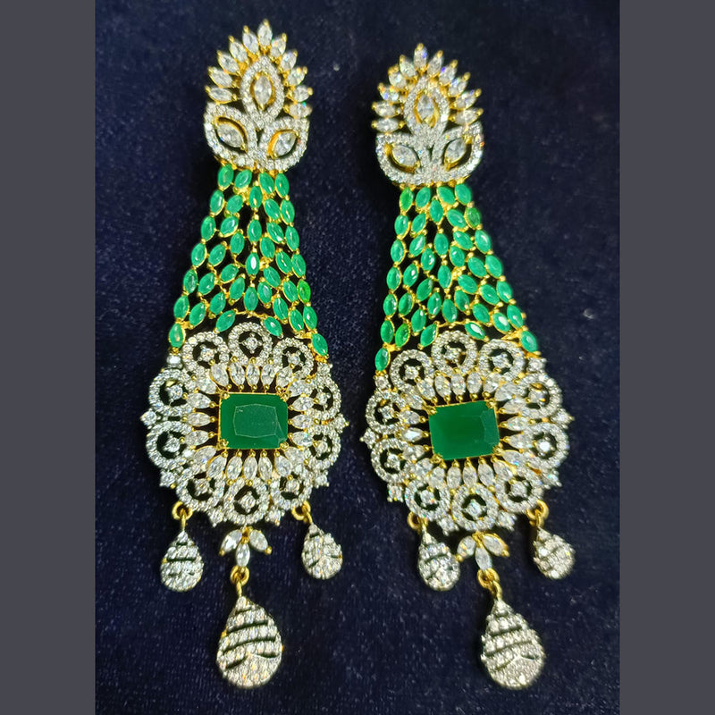 Jain Jewellers Gold Plated Ad Stone Dangler Earrings