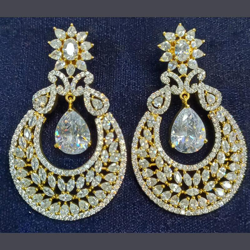 Jain Jewellers Gold Plated Ad Stone Dangler Earrings