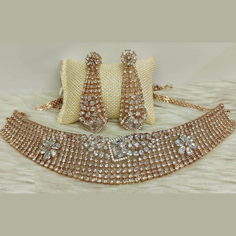 Jain Jewellers Gold Plated AD Choker Necklace Set