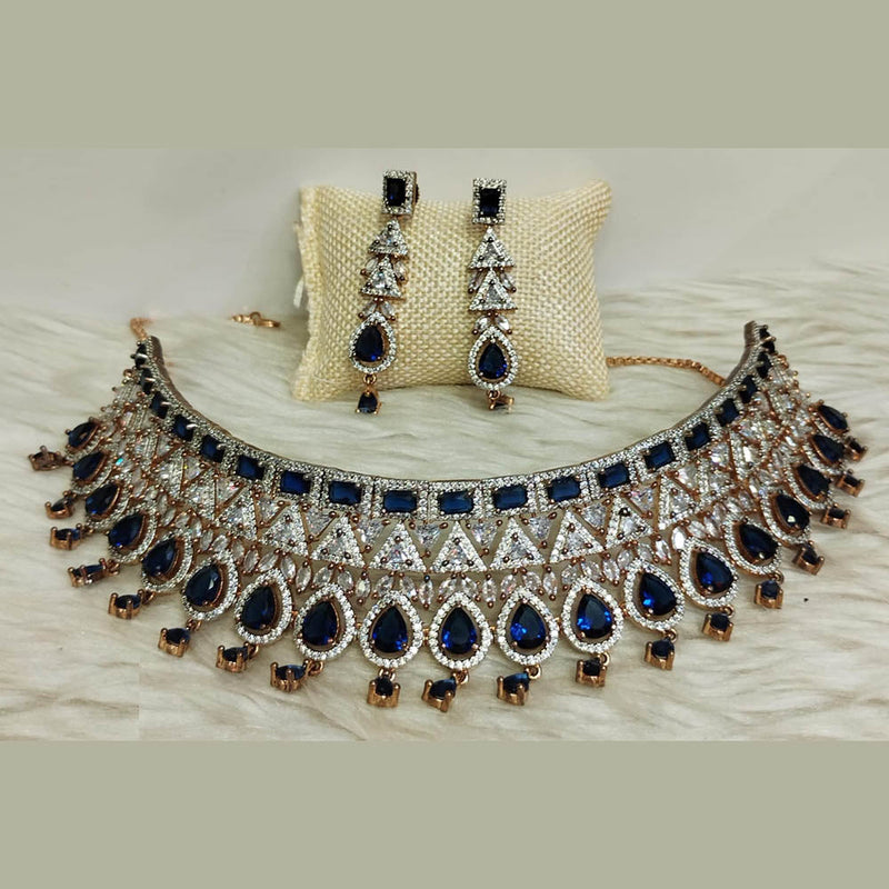 Jain Jewellers Gold Plated AD Choker Necklace Set