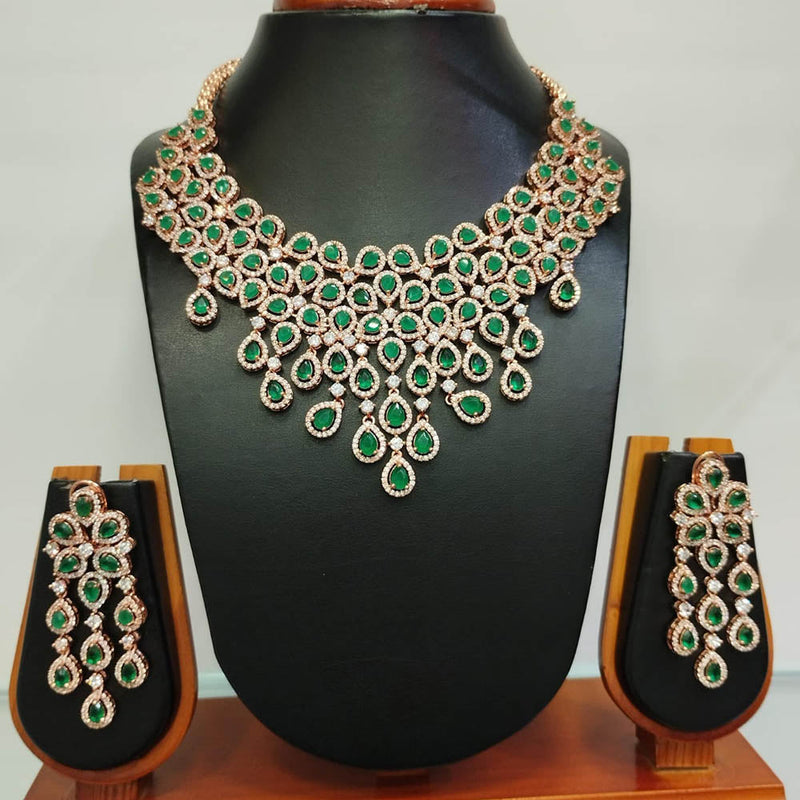 Jain Jewellers Rose Gold Plated AD Choker Necklace Set