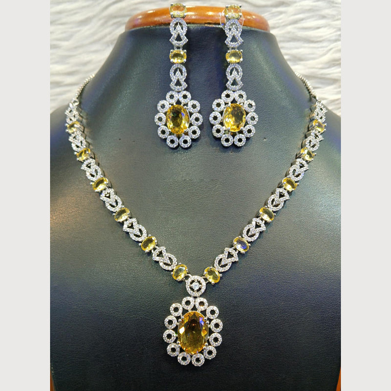 Jain Jewellers Silver Plated AD Necklace Set