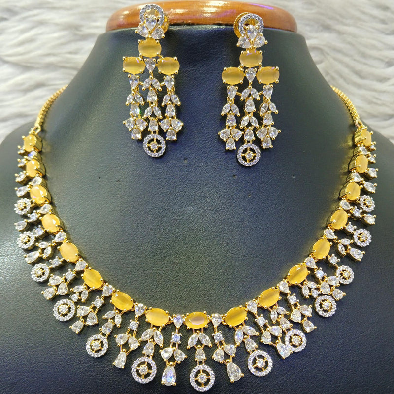 Jain Jewellers Silver Plated AD Necklace Set