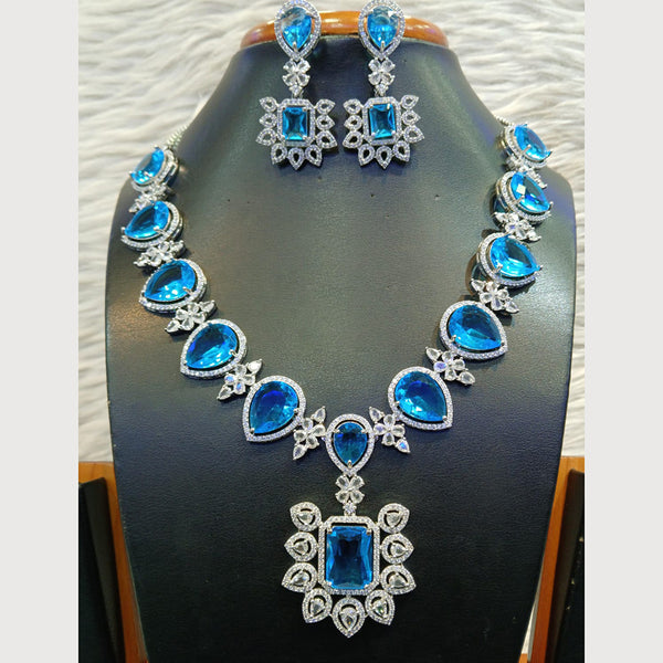 Jain Jewellers Silver Plated AD Necklace Set