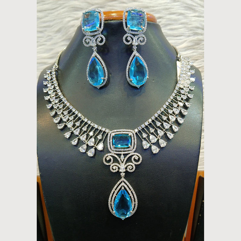 Jain Jewellers Silver Plated AD Necklace Set