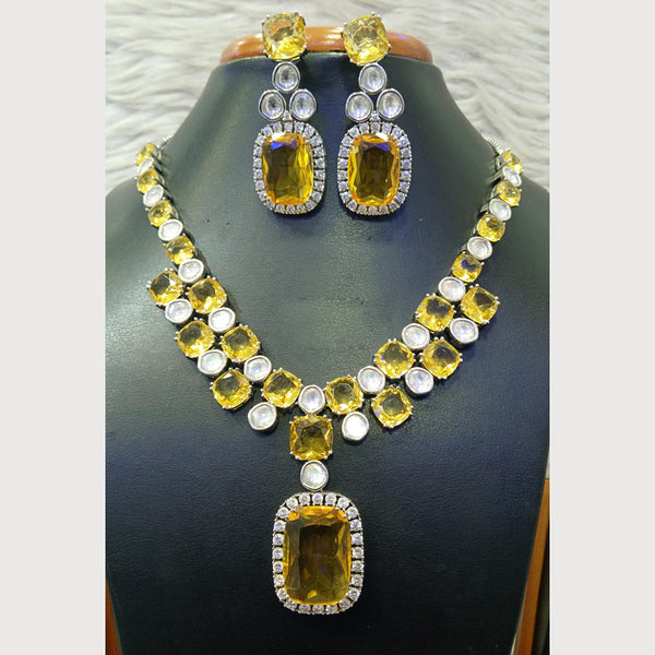 Jain Jewellers Silver Plated AD Necklace Set