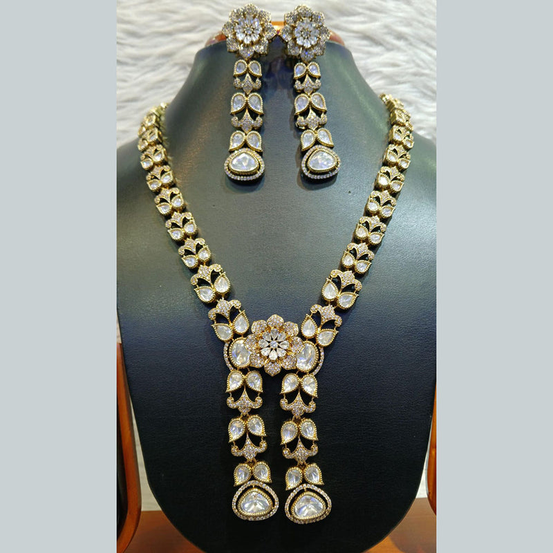 Jain Jewellers Gold Plated Polki Kundan Stone Necklace Set