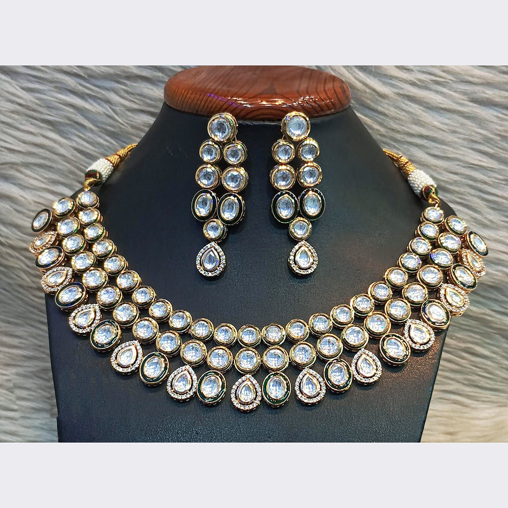 Jain Jewellers Gold Plated Crystal Stone Necklace Set