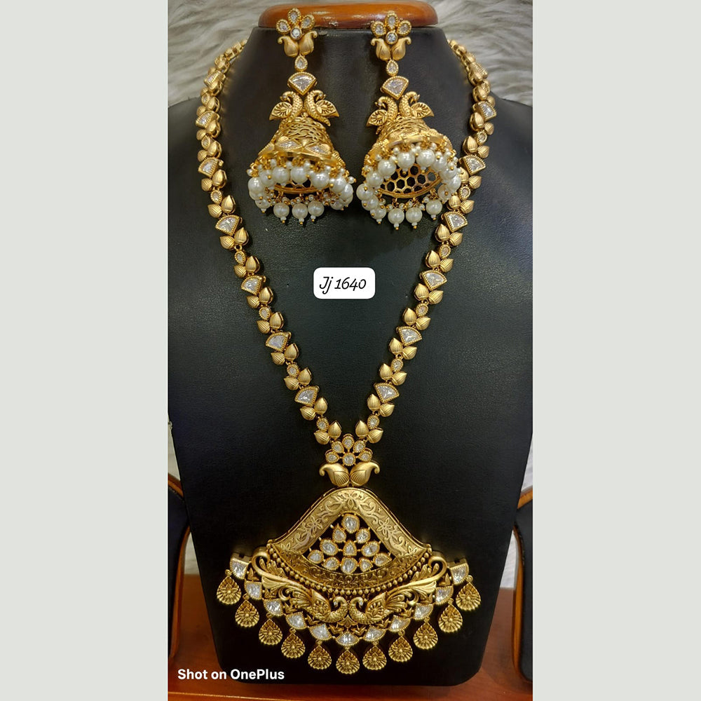 Jain Jewellers Gold Plated Polki Kundan Stone And Meenakari Long Necklace Set