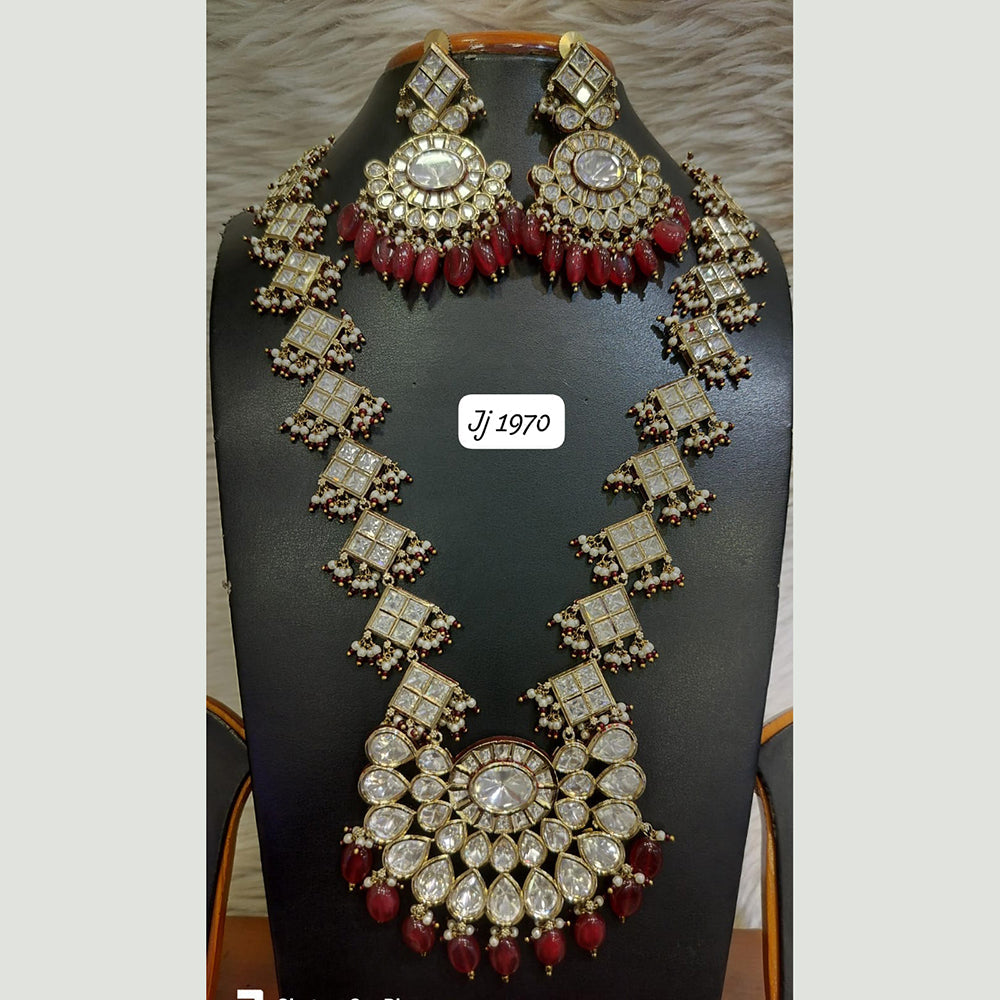 Jain Jewellers Gold Plated Polki Kundan Stone And Beads Long Necklace Set