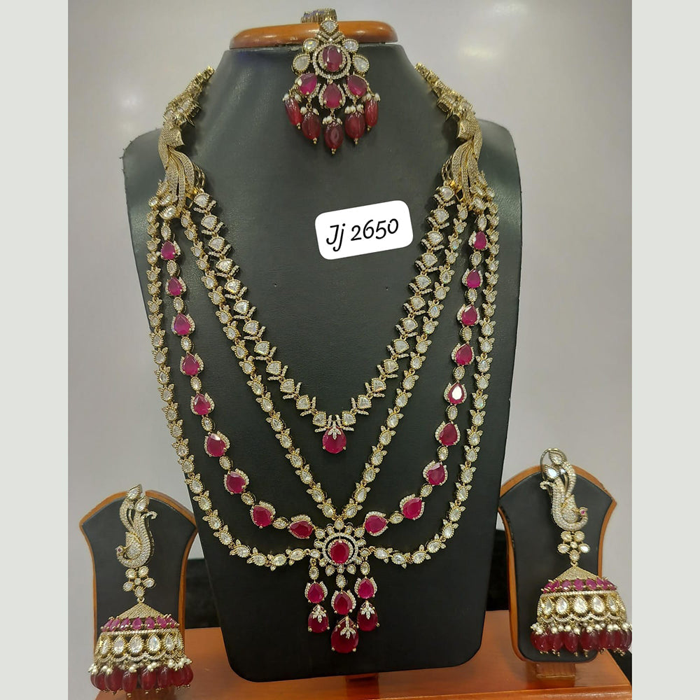 Jain Jewellers Gold Plated Polki Kundan Stone Long Necklace Set