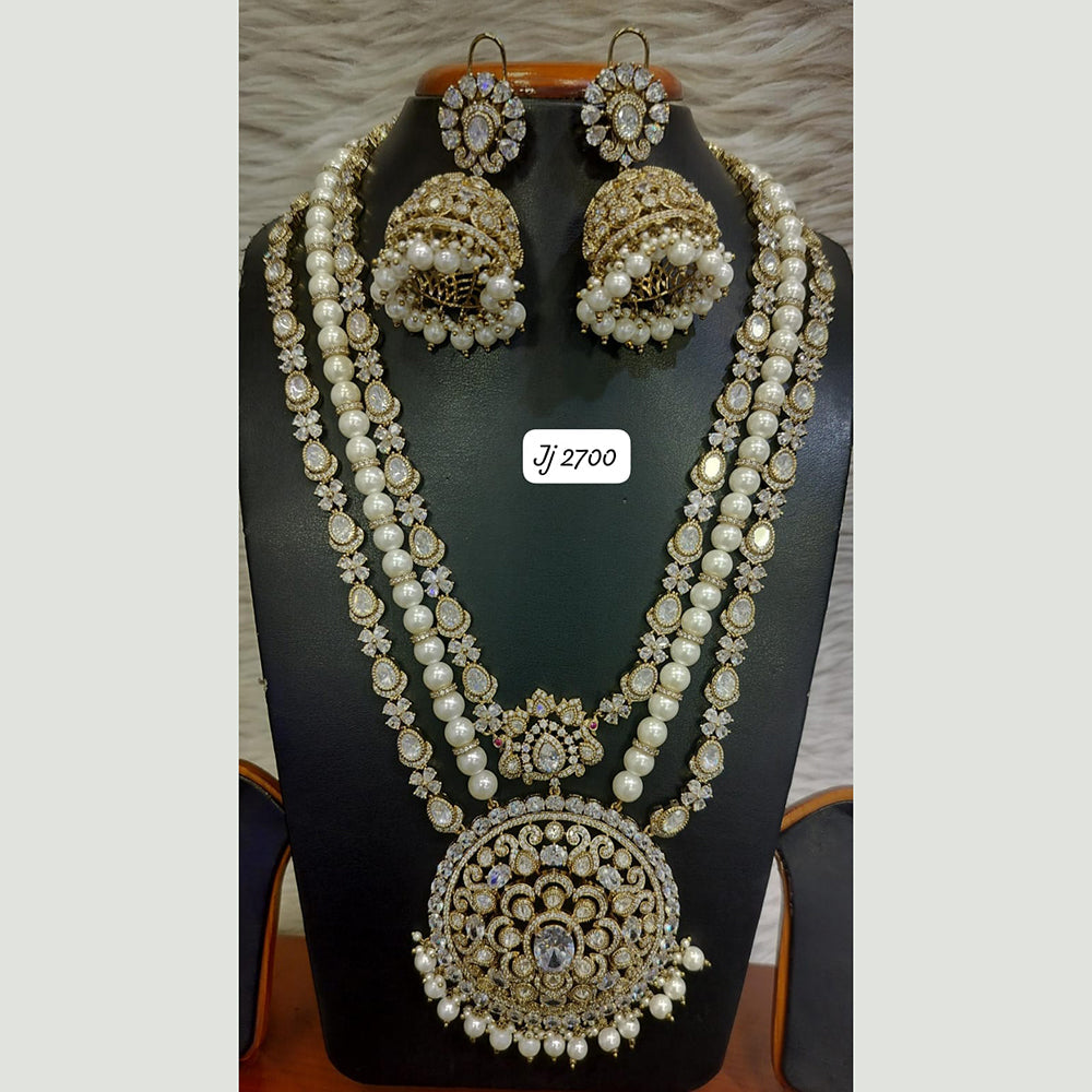 Jain Jewellers Gold Plated Polki Kundan Stone And Beads Long Necklace Set