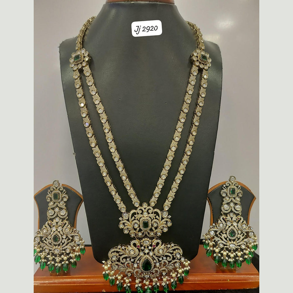 Jain Jewellers Gold Plated Polki Kundan Stone And Beads Long Necklace Set