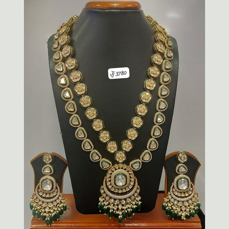 Jain Jewellers Gold Plated Polki Kundan Stone And Beads Long Necklace Set