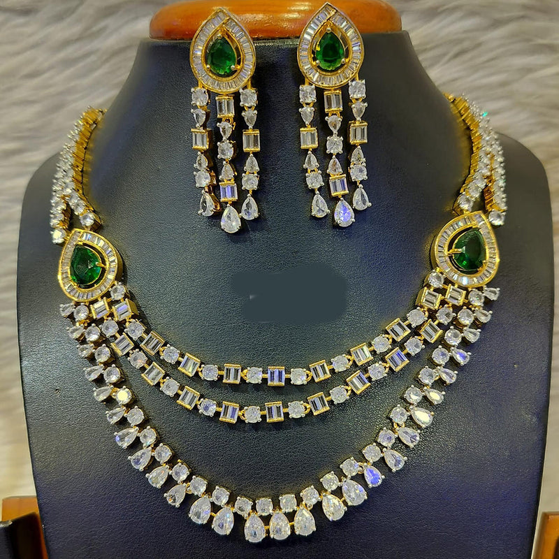 Jain Jewellers Gold Plated American Diamond Necklace Set