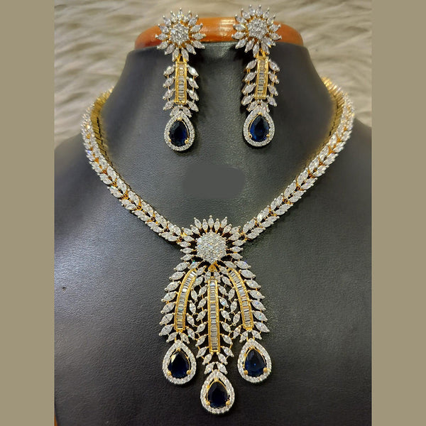 Jain Jewellers Gold Plated American Diamond Necklace Set