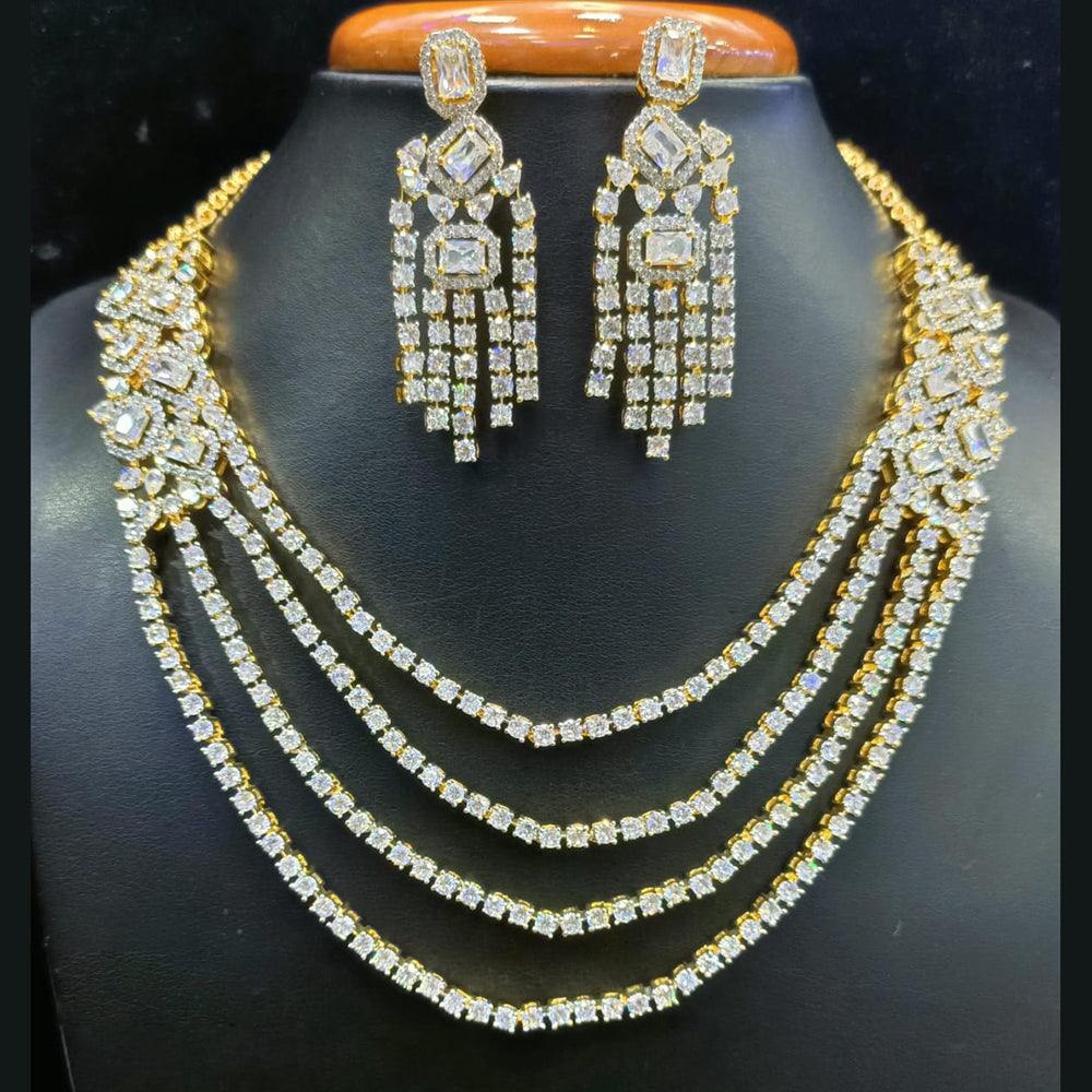 Jain Jewellers Gold Plated American Diamond Timeless Shine for Every Occasion Necklace Set