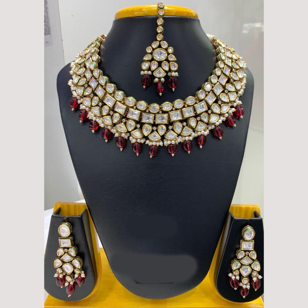 Jain Jewellers Gold Plated Polki Kundan Necklace Set