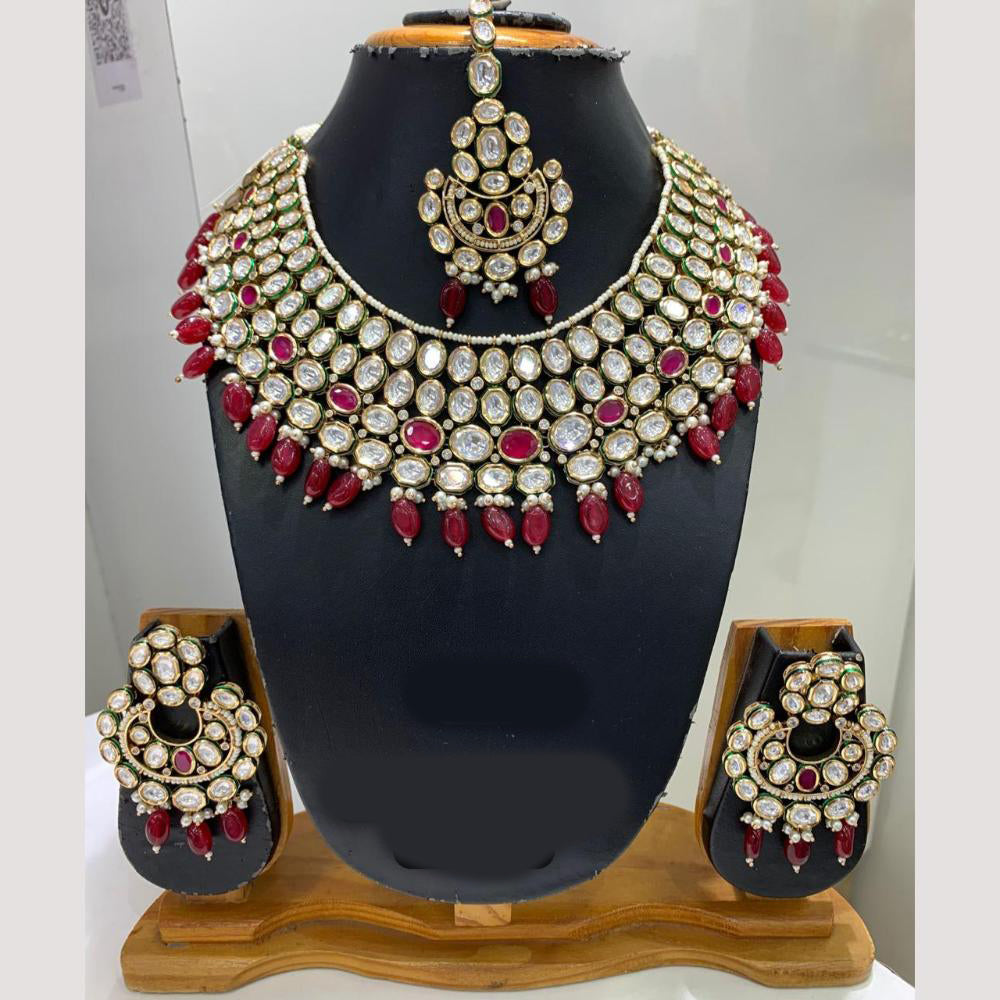 Jain Jewellers Gold Plated Polki Kundan Necklace Set