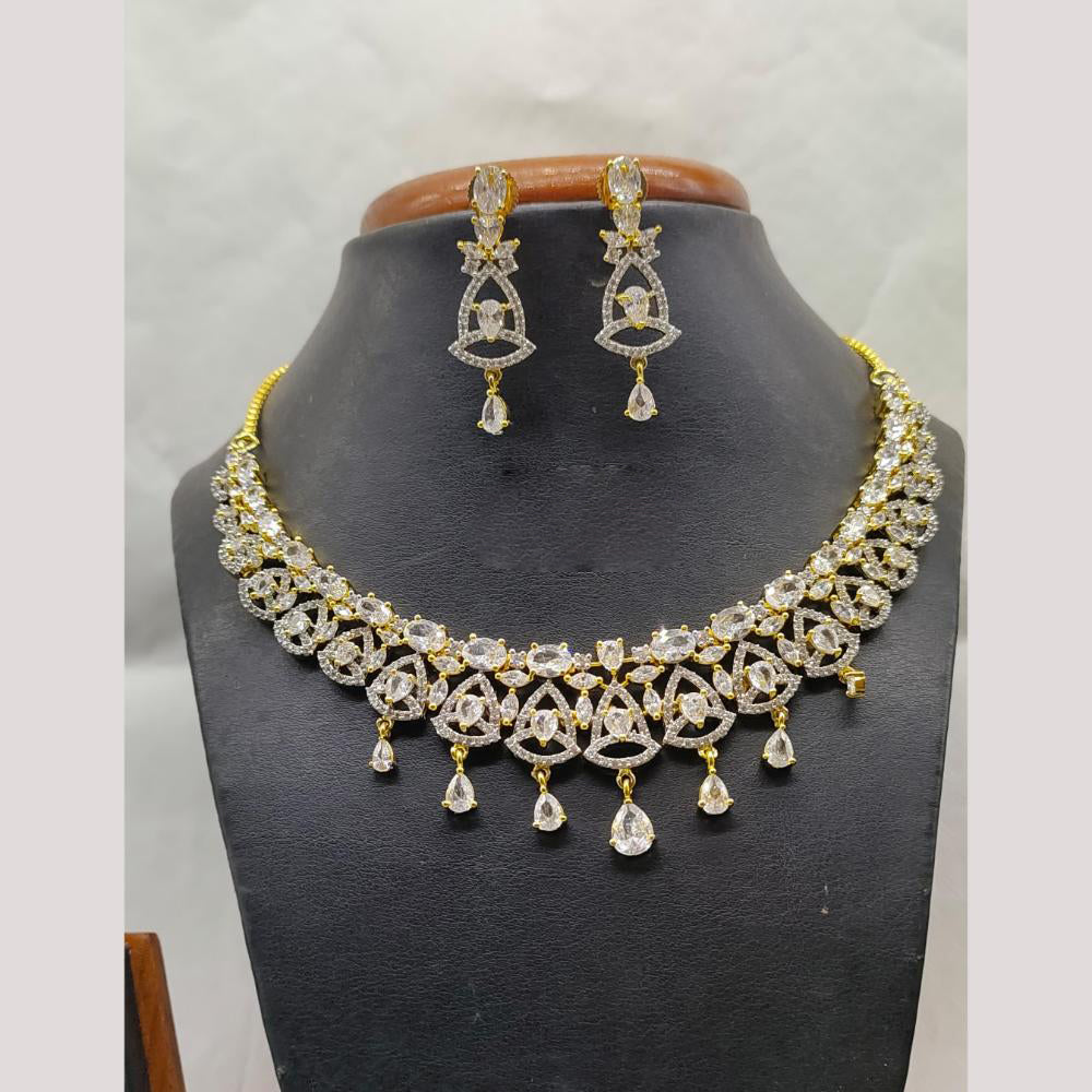 Jain Jewellers Gold Plated American Diamond Necklace Set