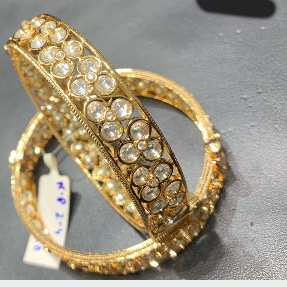 Jain Jewellers Gold Plated Polki Kundan Openable Bangles Set