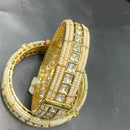 Jain Jewellers Gold Plated Polki Kundan And Pearl Openable Bangles Set