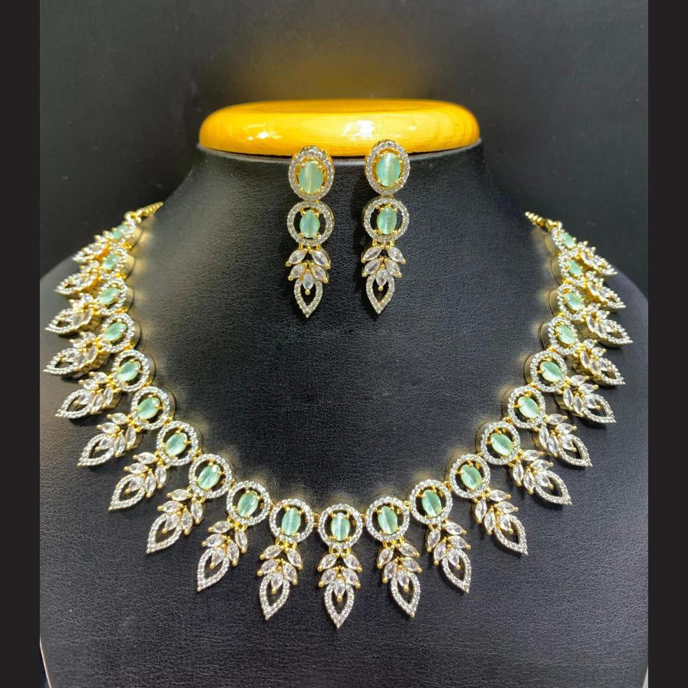 Jain Jewellers Gold Plated American Diamond Necklace Set