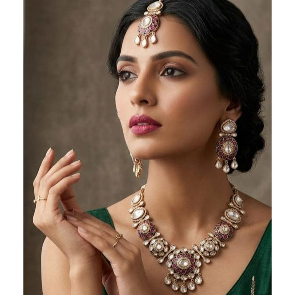 Jain Jewellers Luxury Kundan Polki Stone Necklace Set for Women