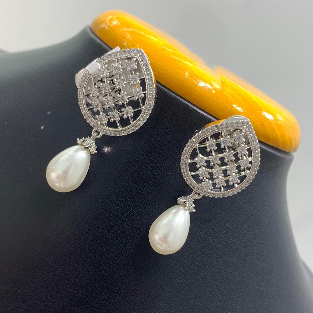 Jain Jewellers American Diamond And Beads Dangler Earrings