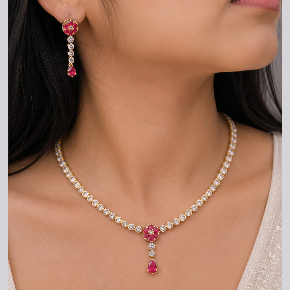 Jain Jewellers Premium  American Diamond Designer Necklace Set