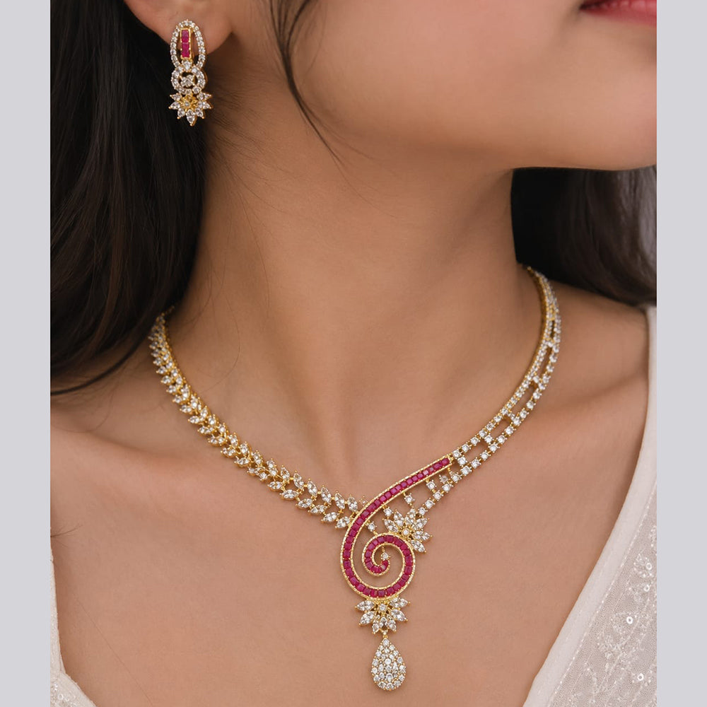 Jain Jewellers Premium  American Diamond Designer Necklace Set
