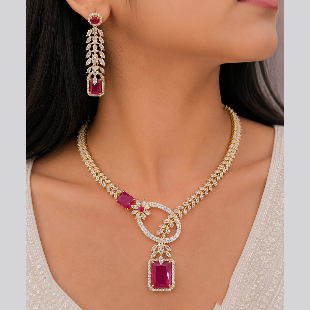 Jain Jewellers Premium  American Diamond Designer Necklace Set