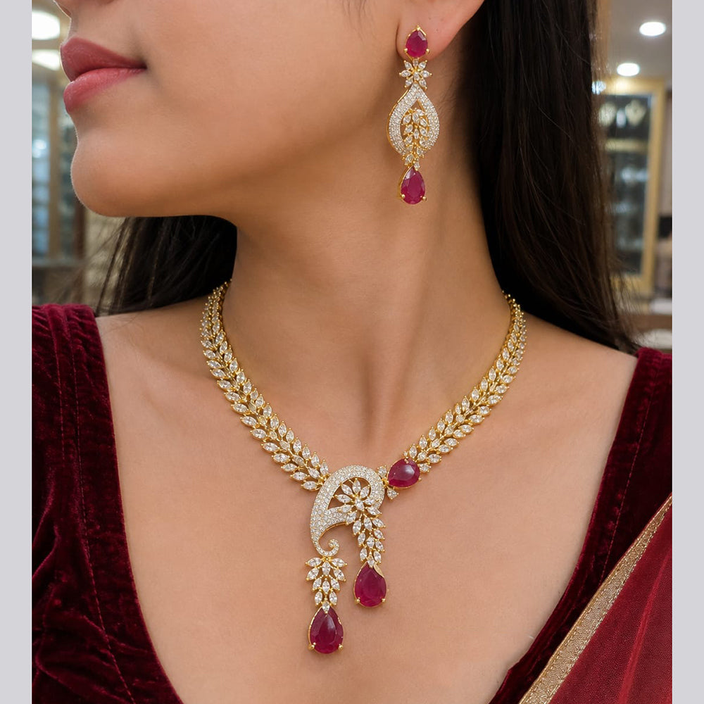 Jain Jewellers Premium  American Diamond Designer Necklace Set