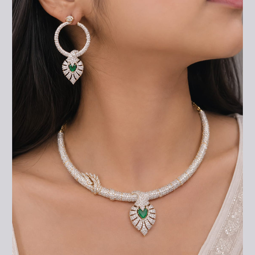 Jain Jewellers Premium  American Diamond Designer Necklace Set