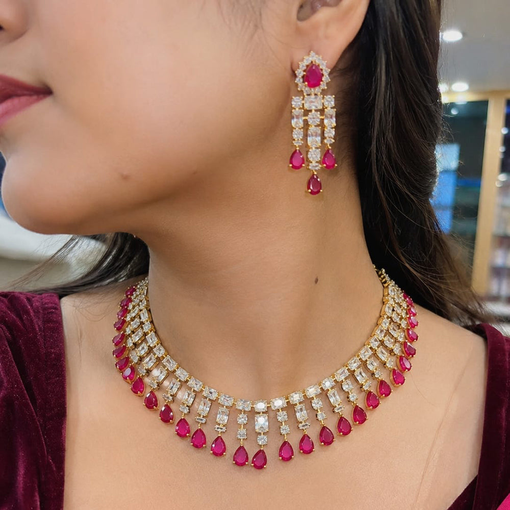 Jain Jewellers Premium  American Diamond Designer Necklace Set