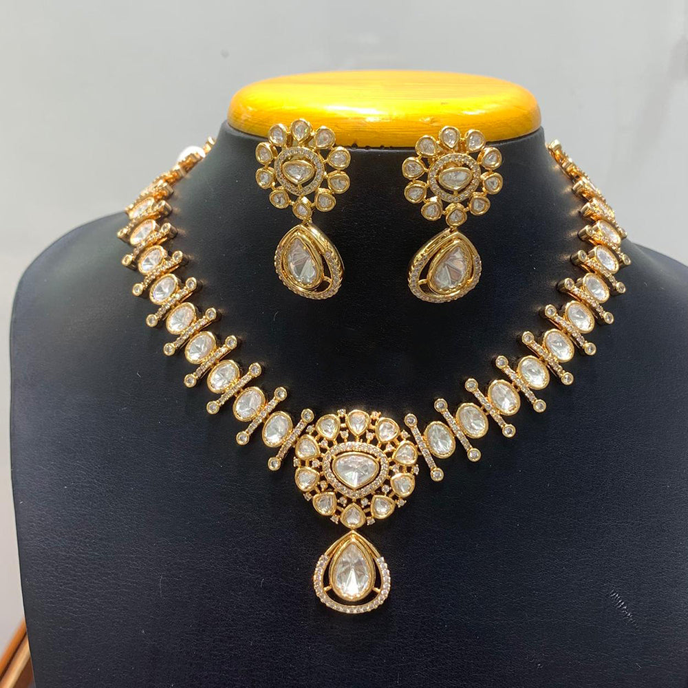 Jain Jewellers Graceful Polki Kundan Stone Jewellery Necklace Set