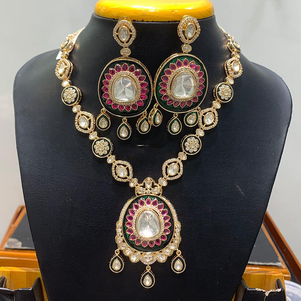 Jain Jewellers Graceful Polki Kundan Stone Jewellery Necklace Set